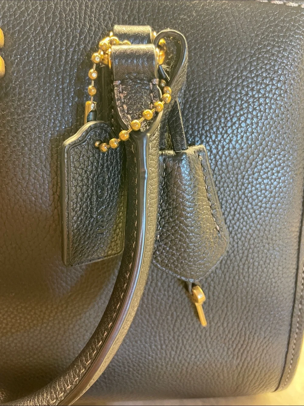 Coach Black Pebbled Leather Satchel with Gold Hardware